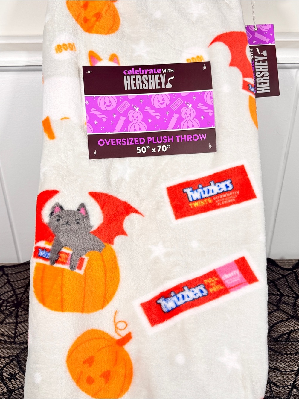 NEW Hersheys Twizzlers Cat and Dog Halloween Blanket 50x70